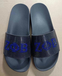 ZPB - Royal Blue/Black Rhinestone Slides